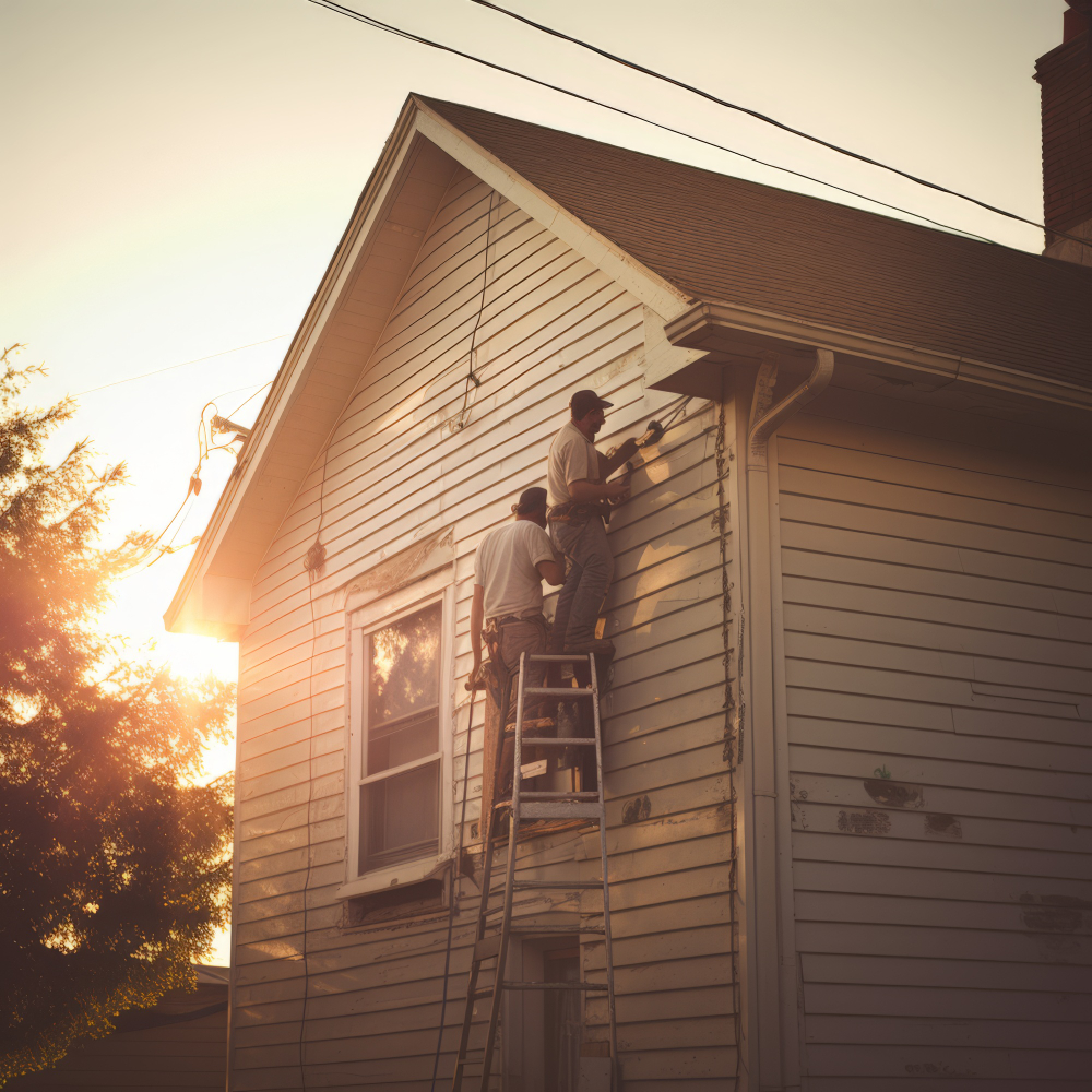 Two men renovating a house before selling it.